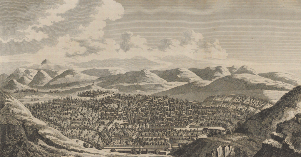 Панорама Еревана, 1672 год. Гравюра из книги французского путешественника Жана Шардена 