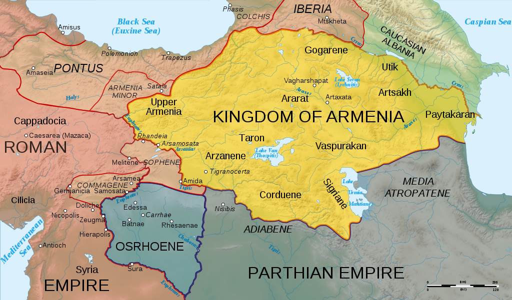 Карта Великой Армении в годы правления царя Тиграна II